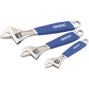 Draper Soft Grip Crescent-Type Adjustable Wrench Set 3 Piece 88598