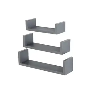 Hudson Shelf Kits, pack of 3 bookend wall shelves Dark Grey