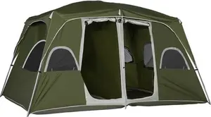 Outsunny 4-8 Person 2 Room Tent W/ Large Mesh Windows - Green | Robert Dyas