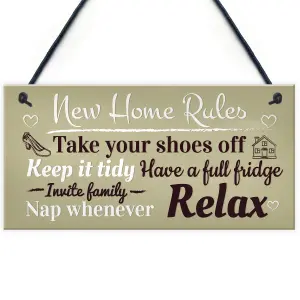 Red Ocean New House Rules Novelty Wall Plaque Shabby Chic Home Decor Kitchen Sign Friendship Gift