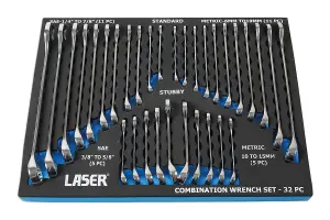 Laser Tools 6795 32pc Combination Spanner Set Metric & AF