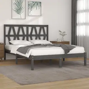 Berkfield Bed Frame Grey Solid Wood Pine 200x200 cm