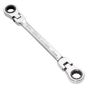 Draper Tools HI-TORQ Metric Flexible Head Double Ring Ratchet Spanner, 12 x 13mm