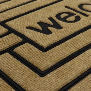 JVL Vienna Rubber Backed Scraper Doormat, 45x75cm, Welcome