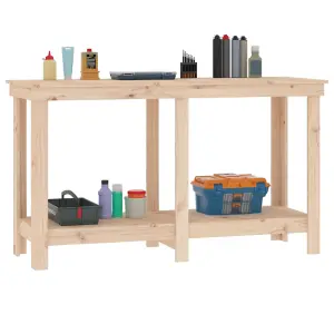 Berkfield Work Bench 140x50x80 cm Solid Wood Pine