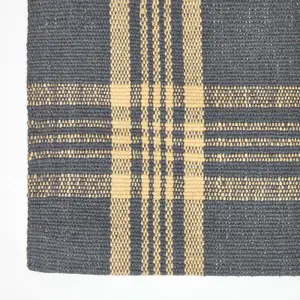 Homescapes Douglas Grey and Yellow Tartan Check Non-Slip 100% Wool Rug, 150 x 240 cm