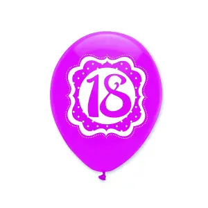 Latex Dotted 18th Balloons (Pack of 6) Pink/White (One Size)