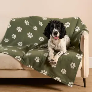 Pet Dog Blanket Throw Soft Crate Paw Puppy Animal Mat, Green - 120 x 150cm