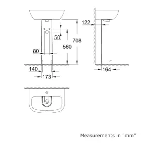 Grohe Bau Floor-mounted Full pedestal (H)70.8cm (W)17.3cm