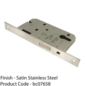 55mm Contract EURO Profile Deadlock - Satin Steel Square - BS EN 12209 Lock