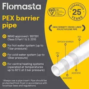 Flomasta White Cross-linked polyethylene (PE-X) Push-fit Barrier pipe (L)50m (Dia)10mm