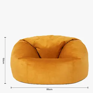 icon Aurora Classic Velvet Bean Bag Chair & Pouffe Ochre Yellow Bean Bag Chair