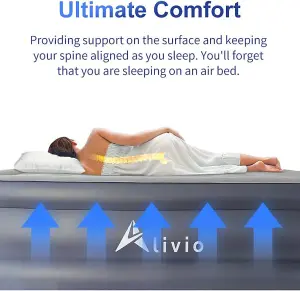 Alivio Inflatable Air Bed, Single Airbed Air Mattress Built in Pump - 99 x 192cm