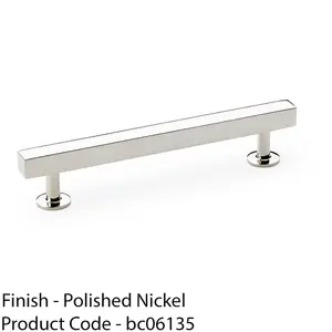 Straight Square Bar Pull Handle Polished Nickel 128mm Centres SOLID BRASS Drawer