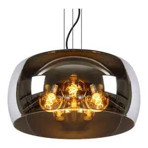 Lucide Olivia Modern Pendant Light 50cm - 3xE27 - Smoke Grey