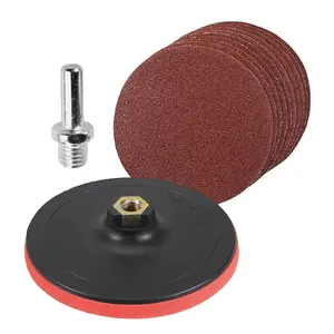 10 x Mixed Grit Hook & Loop Sanding Discs 125 x 10mm Backing Pad & Drill Adaptor