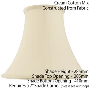 16" Round Bell Handmade Lamp Shade Cream Fabric Classic Table Light Bulb Cover