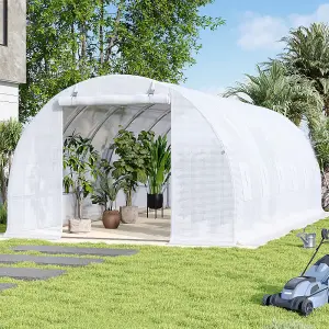 6x3x2M Steel Frame Walk In Greenhouse Garden Plants Grow House  Walk-In Green House with Roll Up Windows and PE Cover