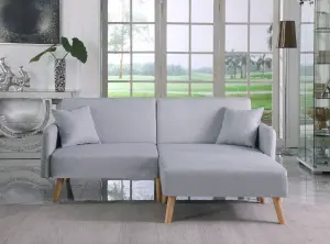 Zara 2 Seater Fabric Sofa Bed, With Matching Stool, Sofa Bed for Living Room, Grey