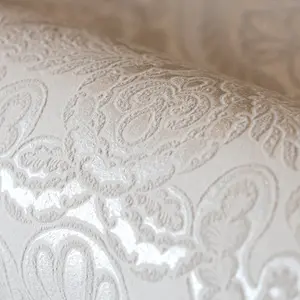 Galerie Adonea Ares Antique White Metallic Damask 3D Embossed Wallpaper Roll