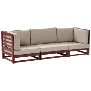 Garden Sofa TRANI Acacia Wood Dark Red 3 Seater