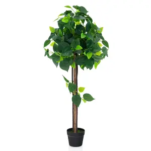 Costway Artificial Hydrangea Tree Fake Potted Silk Tree Faux Indoor Floor Plant