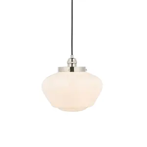 Luminosa Finale Pendant Ceiling Light Bright Nickel Plate & Opal Glass