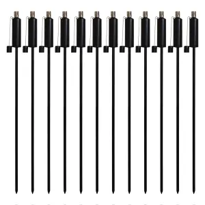 Harbour Housewares - Metal Garden Torches - Cylinder - Black - Pack of 12