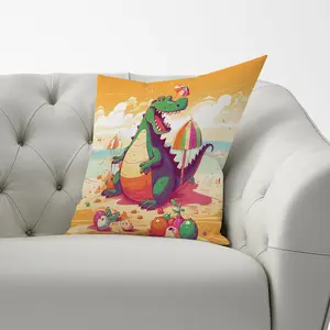 Crocodile On A Beach Holiday Cushions 33cm x 48cm