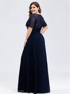 Ever-Pretty Floral Sequin Chiffon Wedding Guest Dress With Sleeves Polyester