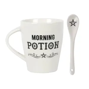 Something Different Morning Potion Ceramic Mug Set White/Black (One Size)