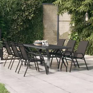 Berkfield Garden Table Grey and Black 180x80x70 cm Steel and Glass