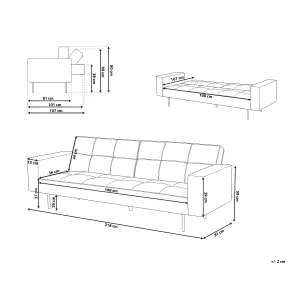 Beliani Retro Sofa Bed VISNES Grey Velvet