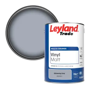 Leyland Trade Vinyl Matt Walls & Ceilings Emulsion Paint Glistening Gray (PPG1043-4) 5L