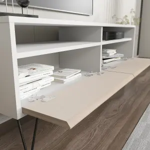 Flay Modern Tv Stand Tv Unit -White&Beige