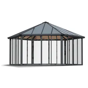 Palram - Canopia Garda Grey Hexagonal Gazebo, (W)5.17m (D)5.95m - Assembly required