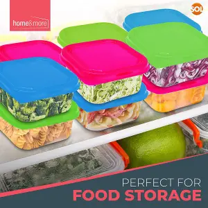 12 Small Plastic Containers with Lids 80ml - Stackable Small Food Containers 6x6x4cm - Airtight Colourful Small Storage Containers