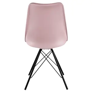 Soho Blush Pink Plastic Dining Chair with Black Metal Legs