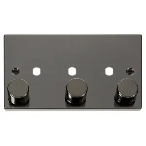 Click Scolmore Deco Dimmer Plate and Knob 3 Gang Black Nickel - VPBN153PL