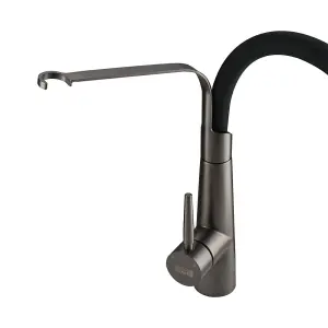 Grey Stainless Steel Side Lever Kitchen Spring Neck Pull Out Kitchen Tap Mixer Tap