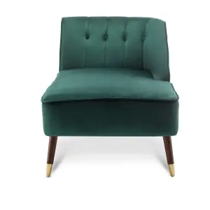 Right Hand Chaise Lounge in Velvet Emerald Green