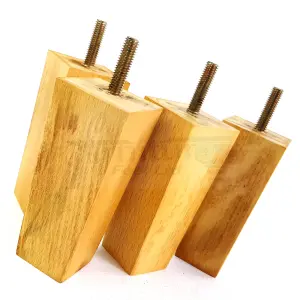 SET OF 4 REPLACEMENT FURNITURE BUN FEET OAK WASH TURNED WOOD LEGS 100mm HIGH SETTEE CHAIRS SOFAS FOOTSTOOLS M10