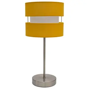 Chrome Table Lamp with Layer Fabric Shade Duck Egg