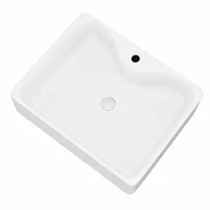 Neche White Rectangle Ceramic Bathroom Vessel Sink - 48.5cm x 37.5cm