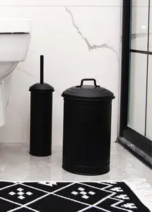 Rozi Black Waste Bin & Toilet Brush Set