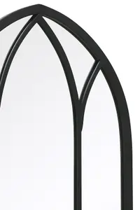 MirrorOutlet - The Arcus - Black Metal Framed Arched Garden Wall Mirror 32" x 19" (83 x 48 cm)