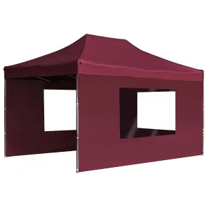 Berkfield Professional Folding Party Tent with Walls Aluminium 4.5x3 m Wine Red