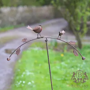 Robin Balancer Metal Stake Outdoor British Bird Garden Ornament