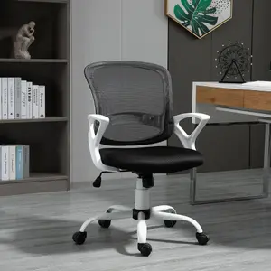 Vinsetto Mesh Task Swivel Chair Home Office Desk w/ Lumbar Back Support, Black