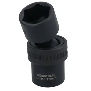 17mm 3/8in Drive Universal Swivel Wobble Metric Impact Shallow Socket